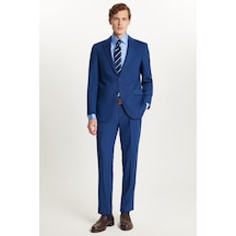 Tudors Erkek Slim Fit Mono Yaka Likralı Esnek Kumaş İndigo Takım Elbise-33903 İndigo