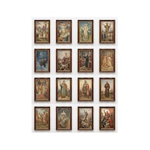 Alphonse Mucha Tabloları 16'lı Sticker Seti Laptop Defter Ajanda Etiket Çok Renkli