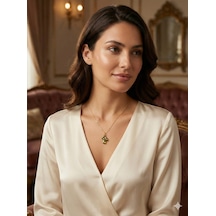 925 Ayar Papatya Silver Salkım Damla Doğum Taşlı Kolye.rose.gold.rodaj Gümüş