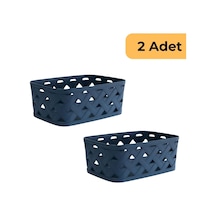 Deri Desenli Sepet, 2'li Set, Mavi Mavi