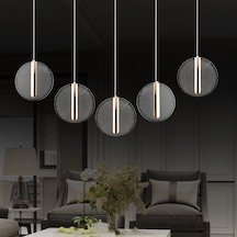 Dustin 5'li Sıralı 3 Renk 75 Watt Gold Kristal Ledli Modern Oturma Odası Salon Sarkıt Avize Diğer