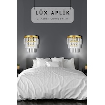 Ziyafet 2'li Gold Kristal Taşlı Lüks Aplik - Yatak Odası - Salon - Mutfak - Hol - Koridor Altın