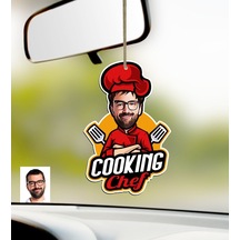 Kişiye Özel Bay Chef Karikatürlü Ahşap Araba Dikiz Ayna Süsü-11
