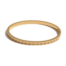 Novahub Altın Eetit 60mm Moda Döküm Paslanmaz Çelik Bileklik Bileklik Kadınlar İçin Kübik Zirkonya 18 K Pvd Altın Kaplama Bildirimi Trendy Takı Altın Altın