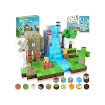 Minecraft Temalı Manyetik Yapı Küpleri Orman & Şelale Seti 100 Parça Roro00102