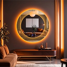 Trivon Amber Led'li Lazer Kumlamalı Lavabo & Banyo Aynası Dokunmatik Sensörlü 70 X 70 Turuncu