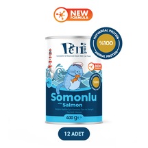 Somonlu Yaş Konserve Yetişkin Kedi Maması, Jöle İçinde Parça Etli, 400 Gr X 12 Adet