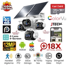 Inox X34 10mp 4g 18x Optik Zoom Esim Kartlı 2xsolar Panelli 4 Kameralı 3 Ptz + 128gb Sd Kart