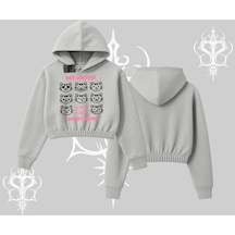 Tarzsokak Kitti Sweet Mini Logo Baskılı Oversize Tshirt Gri
