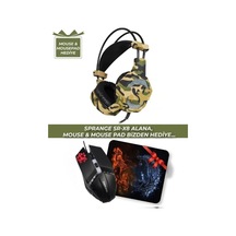 Sr-x8 108 Db/mw Mikrofonlu Oyuncu Pc Kulaklık Mouse & Mousepad li