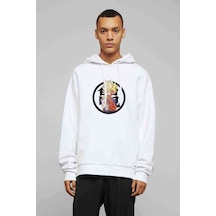 Anime Dragon Ball Baskılı Beyaz Erkek Örme Kapşonlu Sweatshirt (531046794)