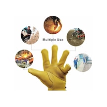 Feıjıeast Sığır Derisi Deri İş Eldivenleri Bahçe Motosiklet Sürüş Kaynak Koruma Atölyeleri İçin Kaymaz