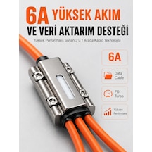 Mey İthalat 120w Hızlı Şarj Destekli 3'ü 1 Arada Çok Amaçlı Şarj Ve Veri Aktarım Kablosu -