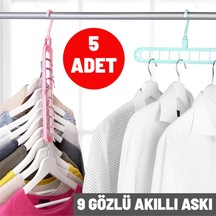 5 Adet Pratik Çok Fonksiyonlu 9 Gözlü Sihirli Akıllı Askı- 9 Bölmeli Oynar Başlıklı Askı Plastik Diğer