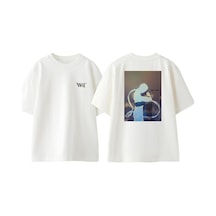 Thewert Beyond Two Souls Aiden Tasarım Sırt Baskılı Pamuk Beyaz Oversize T-shirt