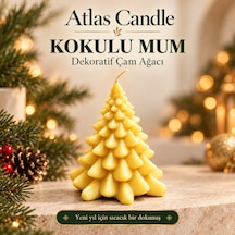 Sarı Kokulu Çam Ağacı Mum - Dekoratif Yılbaşı Hediyesi