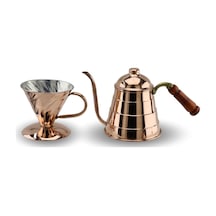 Filtre Kahve Bakır Demlik Seti 850 Ml Bakır