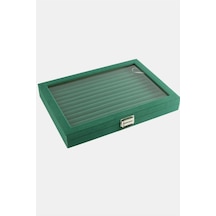 Cam - 307 - Kapaklı Anfora Kumaş Kelepçe Yüzük Standı 24x34 - Kmrsfres - Cm Yeşil