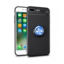 Zhd iPhone Uyumlu 7 Plus Kılıf Range Yüzüklü Silikon Siyah Mavi