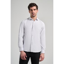 İmza Uzun Kol Desenli Armürlü İtalyan Yaka Cepsiz Pamuklu Classic Slim Fit Gömlek 1004250196 Siyah