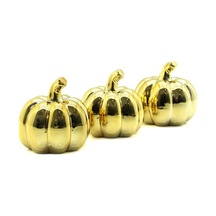 2 Adet Balkabağı Tasarımlı Biblo Büyük Boy Seramik Dekor Obje Gold Parlak Kaplama Ev Ofis Raf Süsleme Pumpkin Ornament 1
