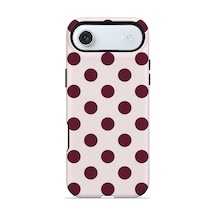 Velvoria Valestra Beyaz Bordo Puantiye Apple Apple iPhone Uyumlu 17 Air Magsafe Koruma Kılıfı Valestra Magline - Beyaz Bordo Puantiye