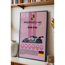 Porsche 935 Cgı Premium Yarış Arabası Çerçeveli Tablo - Teknik Özellikli Modern Tribute Duvar Dekoru Siyah