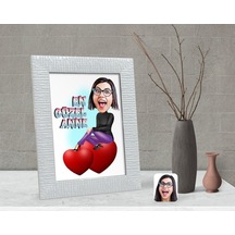 Kişiye Özel En Güzel Anne Karikatürlü Dekoratif Çerçeve-1
