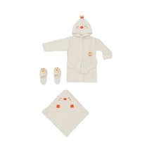 Bebitof Baby 30038 Civcivli Bornoz Seti Ekru