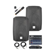 2 Adet 12 İnç Aktif Hoparlör Ve Mikser Seti 1200w + 1200w