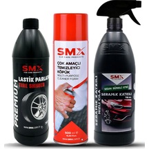 Çok Amaçlı Temizleyici Köpük + Seramik Katkılı Hızlı Ve Pratik Cila + Adet Lastik Parlatma Spreyi