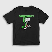Presmono Unisex Çocuk Creeper Minecraft T-shirt Siyah