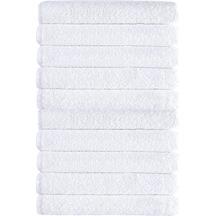 10 Lu Otel Banyo Havlusu Pamuklu 70x145 Cm Beyaz 16/1 Avs 440 Gr Beyaz
