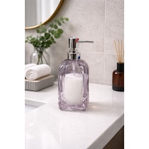 500 Ml Cam Sıvı Sabunluk Krom Başlıklı Şeffaf Cam Sabun Dispenseri, Banyo Mutfak Tezgah Üstü Pembe