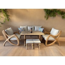 Violet Bahçe Balkon Koltuk Kestane Ağacı 3+1+1 Koltuk Masa Takımı Ahşap