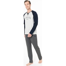 U.S. Polo Assn. Erkek Lisanslı Kışlık Uzun Kol Pijama Takım 18965 Lacivert