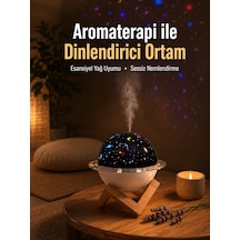 Projektör Işıklı, Aromaterapi Uyumlu Mini Masaüstü Hava Nemlendirici Cihaz - Lisinya