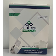 Tules Steril Non Woven Kompres Spanç 7,5 X 7,5cm 4 Katlı 5 'li 25li Paket- 25 Adet