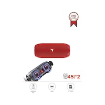 Torima D47 Kırmızı Bluetooth Hoparlör Kablosuz Taşınabilir Ses Bombası Tws, Usb, Tf Kart, 1200 Mah