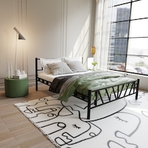 Gardenya Çift Kişilik Metal Karyola A Kalite, Ses Çıkarmaz ,ölçülü Model Karyola Siyah