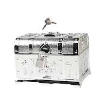 Trendooze Antik Korsan Kilit Anahtar Hazinesi 14x10x9.5cm Gümüş Eşarfi Gümüş