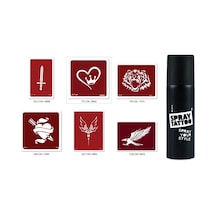 Airbrush Tattoo Kılıç Kalp Spray Tattoo Geçici Sprey Dövme Seti