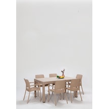 Rattan Lüx Dikdörtgen Cappucino Masa Takımı Bahçe&balkon Kahverengi