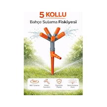 5 Kollu Bahçe Sulama Fıskiyesi, 360 Döner Sprinkler, Plastik, Otomatik Sulama Aparatı, Zemin Çivisi İle Kolay Kur