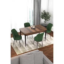 Canisa Concept Kor Serisi 70x114 Açılabilir Mutfak Masası Takımı Barok Desen Masa 4 Haki Yeşil Sandalye Haki Yeşili