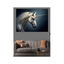 Beyaz Kanatlı Mistik Unicorn Atı Yağlı Boya Dokulu Kanvas Tablo Canvas Tablosu