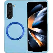 Samsung Galaxy Uyumlu - Z Fold 5 Kılıf Mata Fold Kapak - Sierra Blue Çok Renkli