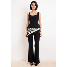 Benerly Kadın Büyük Beden Kolsuz Peplum Bluz İspanyol Paça Pantolon Takım Siyah