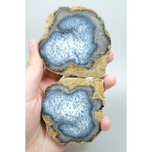 Merlinite Dendritik Opal - Mavi Ve Beyaz Dendritik Opal Çift