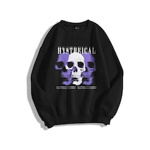Unisex Hysterical Bisiklet Yaka Sweatshirt Siyah Siyah